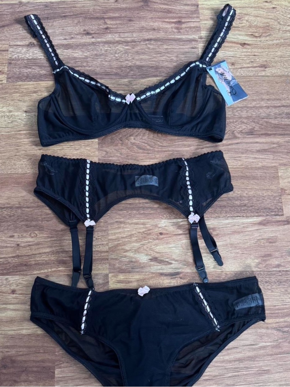 Pink and Black Lingerie Set